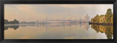 Framed Bridge across a river, Benjamin Franklin Bridge, Delaware River, Philadelphia, Pennsylvania, USA Print