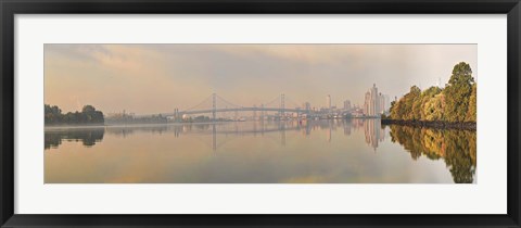 Framed Bridge across a river, Benjamin Franklin Bridge, Delaware River, Philadelphia, Pennsylvania, USA Print