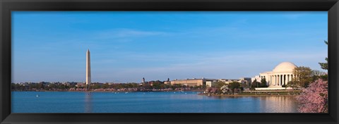 Framed Cherry blossoms at the Tidal Basin, Jefferson Memorial, Washington Monument, National Mall, Washington DC, USA Print