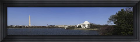 Framed Cherry blossom buds at Tidal Basin, Jefferson Memorial, Washington Monument, National Mall, Washington DC, USA Print