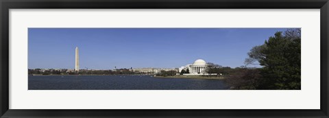 Framed Cherry blossom buds at Tidal Basin, Jefferson Memorial, Washington Monument, National Mall, Washington DC, USA Print