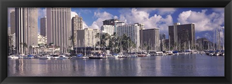 Framed Downtown Honolulu, Oahu, Hawaii, USA Print