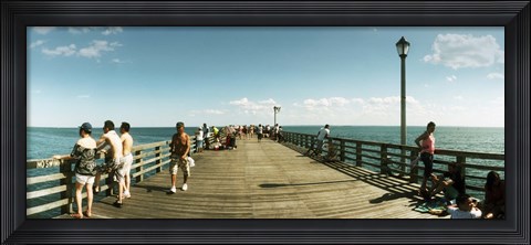 Framed Tourists on the beach at Coney Island viewed from the pier, Brooklyn, New York City, New York State, USA Print