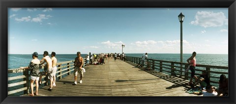 Framed Tourists on the beach at Coney Island viewed from the pier, Brooklyn, New York City, New York State, USA Print