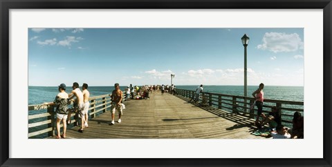 Framed Tourists on the beach at Coney Island viewed from the pier, Brooklyn, New York City, New York State, USA Print