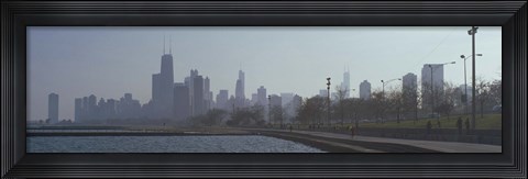 Framed Lakefront skyline at misty morning, Chicago, Cook County, Illinois, USA Print