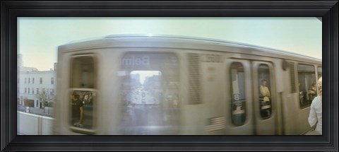 Framed Train entering into station platform, Chicago, Cook County, Illinois, USA Print