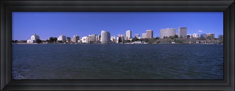 Framed Skyscrapers along a lake, Lake Merritt, Oakland, California, USA Print