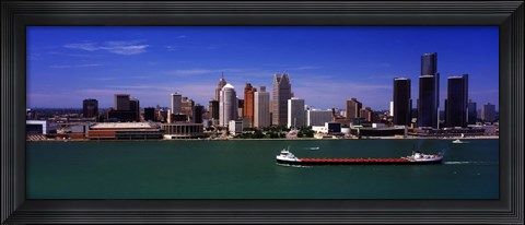 Framed Buildings at the waterfront, Detroit, Michigan Print