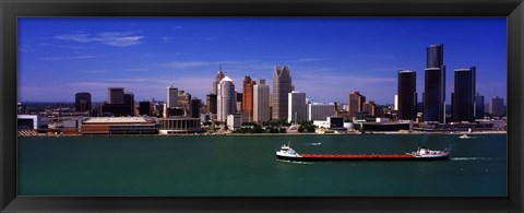 Framed Buildings at the waterfront, Detroit, Michigan Print