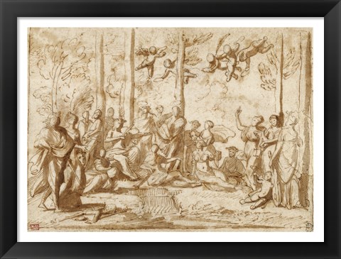 Framed Apollo and the Muses on Mount Parnassus Print