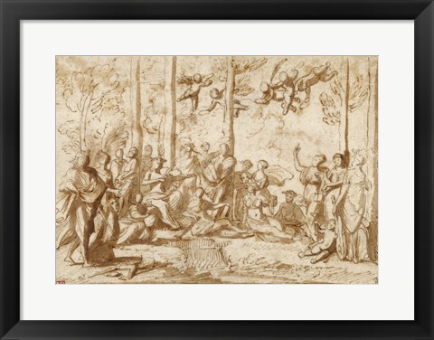 Framed Apollo and the Muses on Mount Parnassus Print