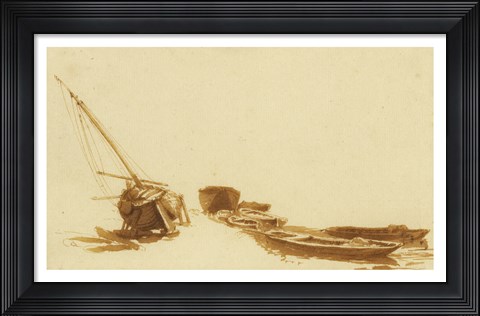 Framed Boats on Shore and in Water Print
