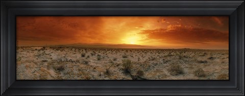 Framed Sunset over a desert, Palm Springs, California, USA Print