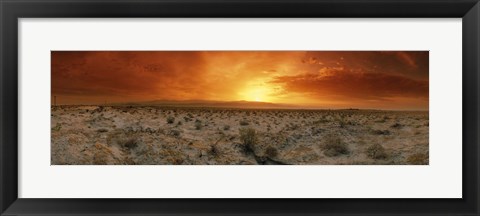 Framed Sunset over a desert, Palm Springs, California, USA Print