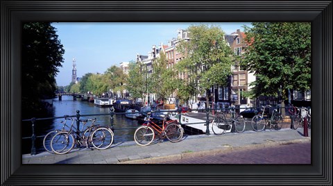 Framed Netherlands, Amsterdam, bicycles Print