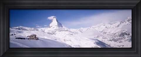 Framed Hotel on a polar landscape, Matterhorn, Zermatt, Switzerland Print