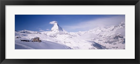 Framed Hotel on a polar landscape, Matterhorn, Zermatt, Switzerland Print