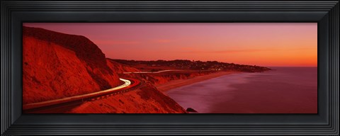 Framed Pacific Coast Highway At Sunset, California, USA Print
