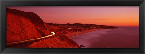 Framed Pacific Coast Highway At Sunset, California, USA Print