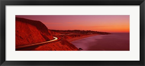 Framed Pacific Coast Highway At Sunset, California, USA Print