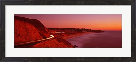 Framed Pacific Coast Highway At Sunset, California, USA Print