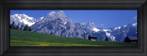 Framed Field Of Wildflowers With Majestic Mountain Backdrop, Karwendel Mountains, Austria Print