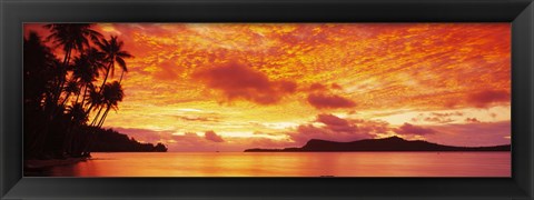 Framed Sunset, Huahine Island, Tahiti Print