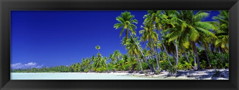 Framed Beach With Palm Trees, Bora Bora, Tahiti Print