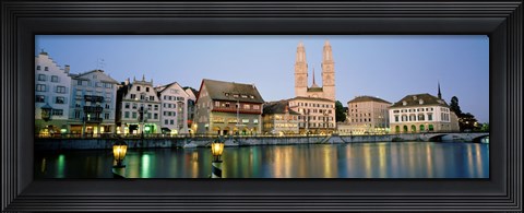Framed Evening, Cityscape, Zurich, Switzerland Print