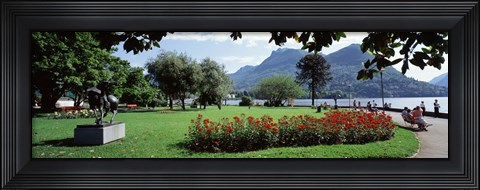 Framed Park near Lake Lugano bkgrd MT Monte Bre canton Ticino Switzerland Print