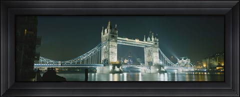 Framed Low angle view of a bridge lit up at night, Tower Bridge, London, England Print
