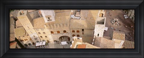Framed High angle view of houses, San Gimignano, Tuscany, Italy Print