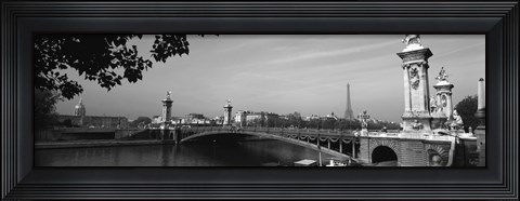 Framed Pont Alexandre III, Seine River, Paris, Ile-de-France, France (black and white) Print