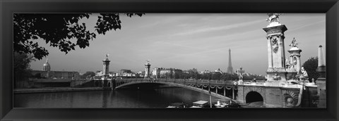 Framed Pont Alexandre III, Seine River, Paris, Ile-de-France, France (black and white) Print