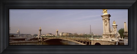 Framed Bridge over a river, Alexandre III Bridge, Eiffel Tower, Paris, France Print