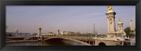 Framed Bridge over a river, Alexandre III Bridge, Eiffel Tower, Paris, France Print