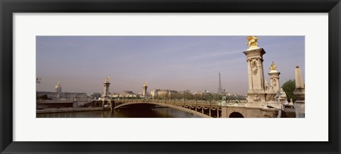 Framed Bridge over a river, Alexandre III Bridge, Eiffel Tower, Paris, France Print