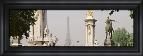 Framed Low angle view of a statue, Alexandre III Bridge, Eiffel Tower, Paris, France Print