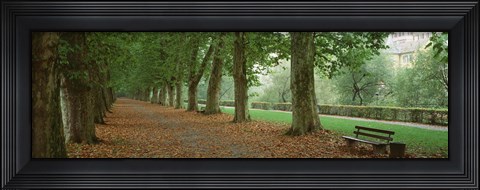 Framed City Park w/ bench in autumn Tubingen Germany Print