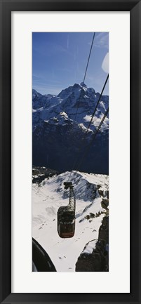 Framed High angle view of an overhead cable car, Jungfrau, Bernese Oberland, Swiss Alps, Switzerland Print