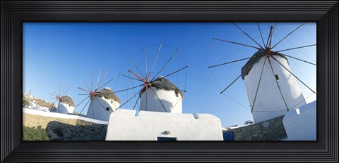 Framed Windmills Santorini Island Greece Print