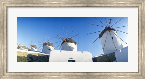 Framed Windmills Santorini Island Greece Print