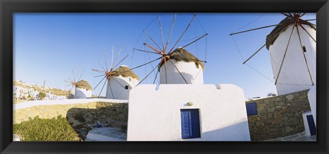 Framed Traditional windmill in a village, Mykonos, Greece Print