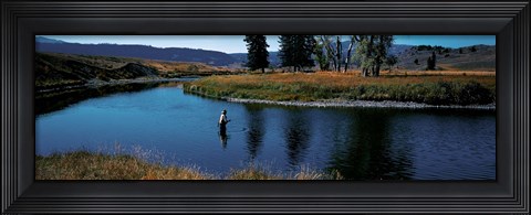 Framed Trout fisherman Slough Creek Yellowstone National Park WY Print