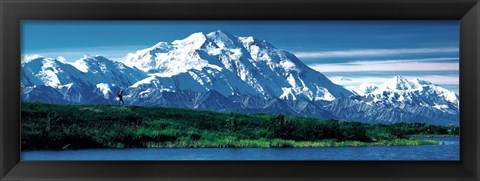Framed Snow covered mountain in Denali National Park AK Print