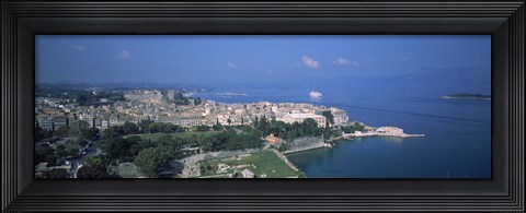 Framed Town at the waterfront, Corfu, Greece Print