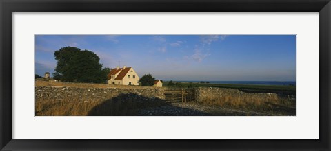 Framed Detached house near the ocean, Faro, Sweden Print