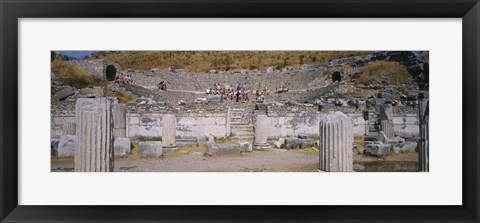 Framed Tourists In A Temple, Temple Of Hadrian, Ephesus, Turkey Print