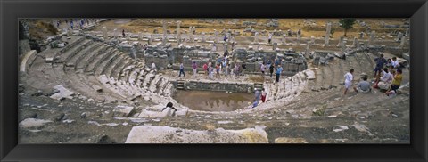 Framed High Angle View Of Tourists In An Ancient Building, Ephesus, Turkey Print